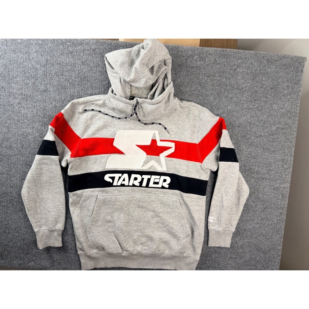 Starter Black Label Mens Medium Gray Fleece Hoodie Sweatstreet Graphic Pullover